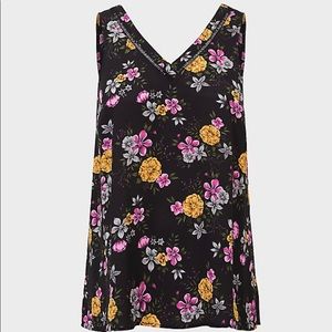Black Floral V-Neck Georgette Tank